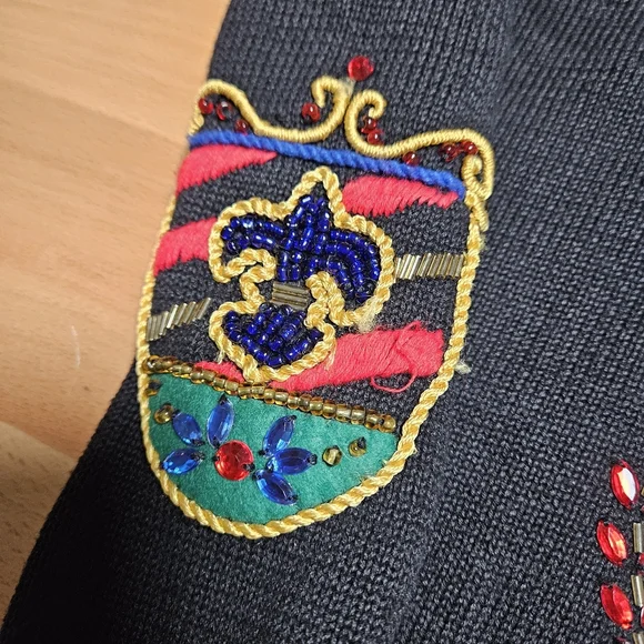 Michael Simon Beaded Black Cardigan Sweater Medium - Picture 4 of 9